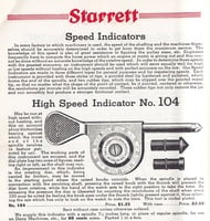 Starrett RPM Indicator N 104